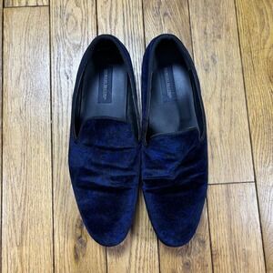 Giorgio Brutini Mens 12 Navy Blue Velvet Paisley Smoking Loafers 176363
